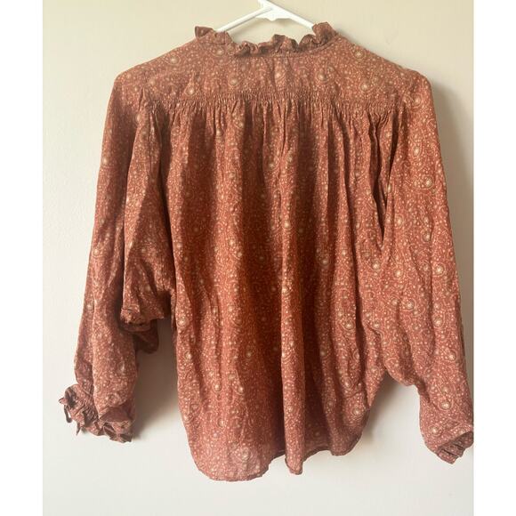 DOEN Rose Top in Tamarillo Prairie Paisley Print Rust S - Picture 7 of 9